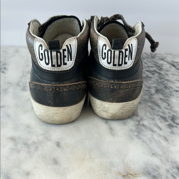 Golden Goose Mid Star Black and Tan Sneakers with Leopard laces |39/8 - Picture 3 of 10